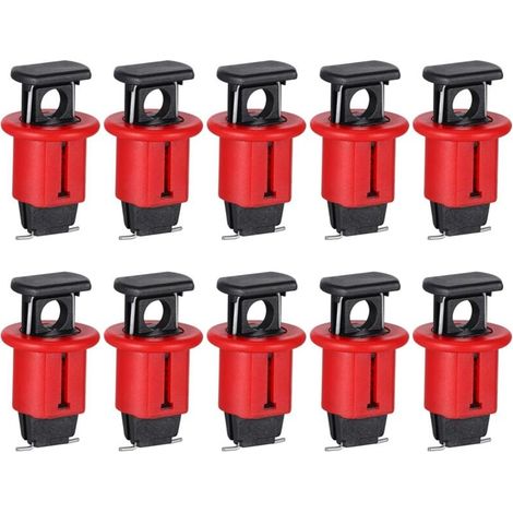 Lot de 10 verrouillage disjoncteur, nylon PA acier inoxydable, rouge, pour maintenance électrique (1/5)