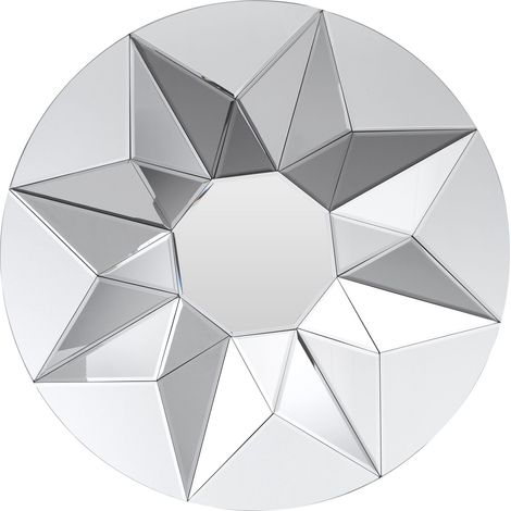 Premier Housewares 3D Round Shaped Wall Mirror For Garden And Bedroom MDF Reflective Bathroom Mirrors Wall Mounted Contemporary Geometric Design Hallway Walls Mirrors 80 x 6 x 80 (1/4)