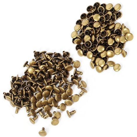 100 Sets 8 x 8 mm Doppelkopfnieten Metall Leder Handwerk Reparaturen Nieten Spike Dekoration (Bronze) (1/5)
