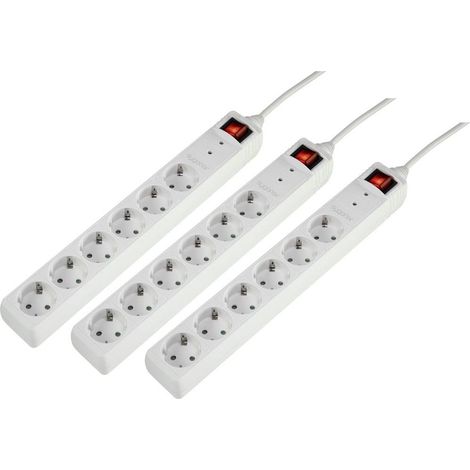 Sygonix 3xSY-5044446 Multipresa con protezione da sovratensioni 6 scomparti Bianco Schuko 1 KIT (1/4)