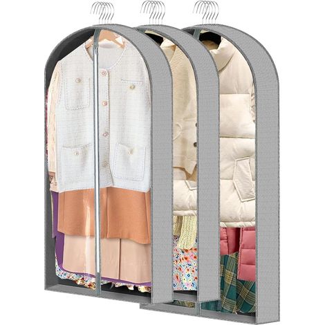 Lot de 3 housses à vêtements, 40" et 50" en PEVA, antimites et respirantes, pour suspendre les vêtements (chambre, costumes, vêtements rembourrés, chemises). Protection contre la poussière. (1/5)
