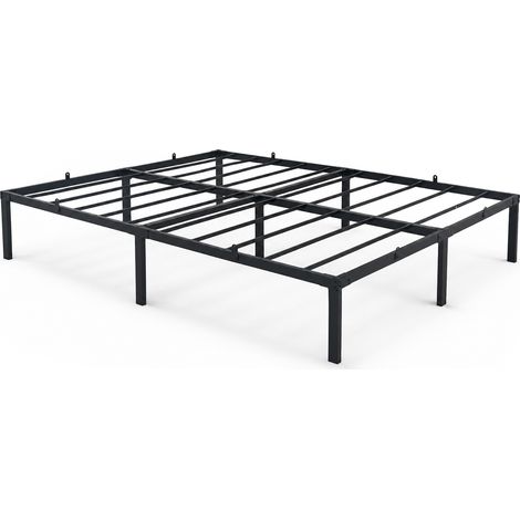 Lit en métal 140x190 cm Lit d'appoint pliant avec Cadre en Métal et Sommier à Lattes Noir 9 Pieds 20 Latters (1/5)