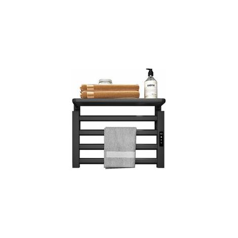 Sèche-serviettes mural électrique 80W faible consommation IP45 radiateur salle de bain noir avec minuterie (1/5)