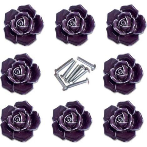 elegante lila Rosenblüten-Keramik-Schrankknöpfe/Schubladengriffe