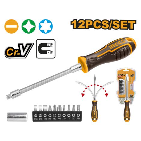 SET 12 PZ CACCIAVITE FLESSIBILE C/INSERTI (1/4)