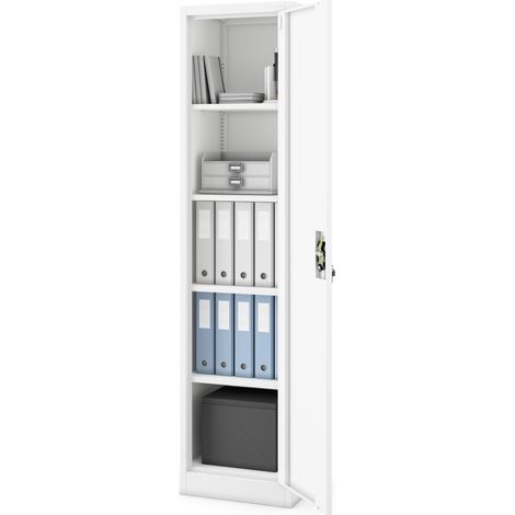 Armoire Bureau Métal Étroite 4 Étagères Verrouillable 185x45x40cm (1/5)