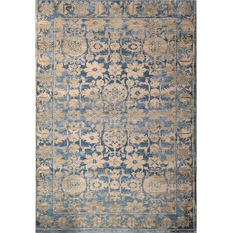 Tappeto rettangolare antiscivolo in cotone stampato Antalya BLU001
