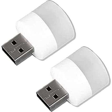 2x Mini ampoule USB. Eclairage de nuit, d'ambiance ou de lecture. 5V et 1A. Couleur blanc (1/5)