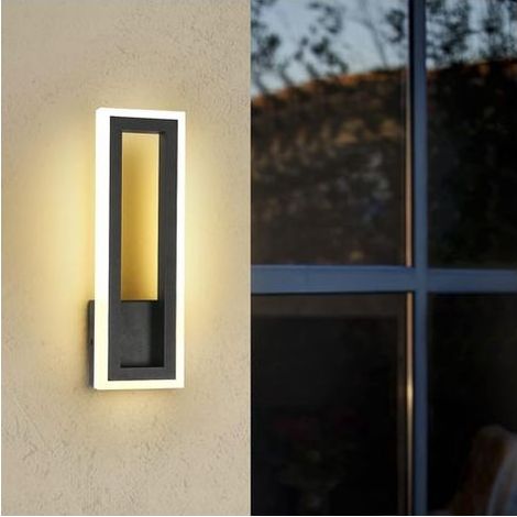 TAISHENGDA – Applique da parete per interni ed esterni, moderna, a LED impermeabile (IP65), luce bianca calda (3000 K), in alluminio, per patio, giardino, garage, camera da letto, soggiorno, nera (1/5)