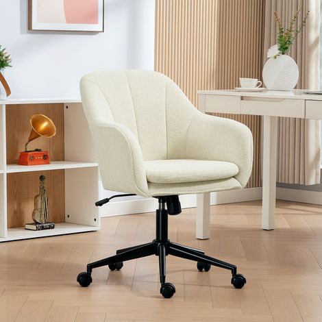 Chaise de bureau avec couverture en velours - beige - salon - chaise de coiffeuse avec dossier voûté - pour chambre - Robuste