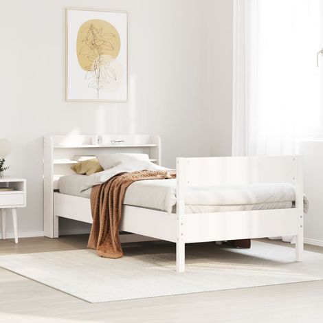 Bed Frame without Mattress White 100x200 cm Solid Wood Pine vidaXL (1/5)