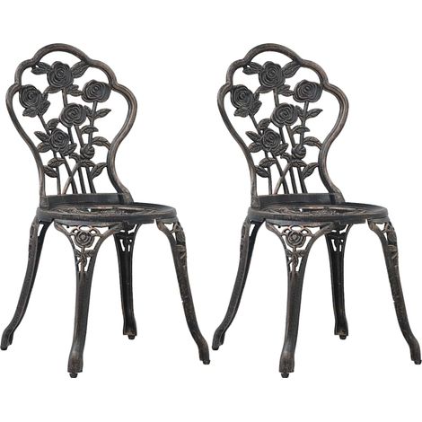vidaXL Bistro Chairs 2 pcs Bronze Cast Aluminium