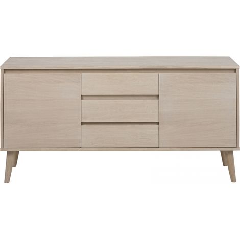 Bahut style scandinave plaqué chêne 2 portes et 3 tiroirs L150 - NOGANA (1/5)