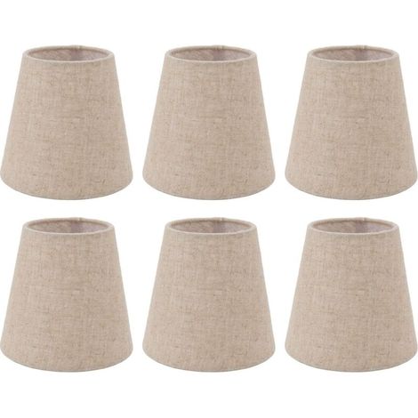 Lot de 6 abat-jours en lin pour ampoules E14 – Diamètre 14cm – Hauteur 13cm – Installation facile sur lampes et lustres (1/5)