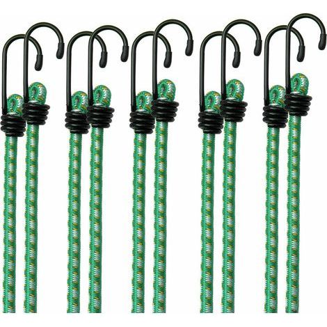 10x Elastic Rubber Bungee Cords, Luggage Extension Cords 61 cm x 8 mm Ø