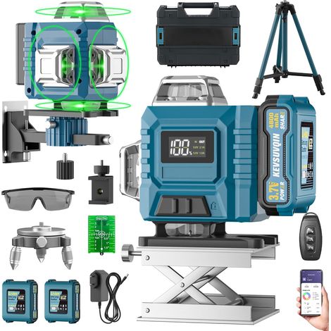 Niveau Laser 360 Autonivelant, 16 Lignes Laser Chantier avec Trepied, APP (1/5)
