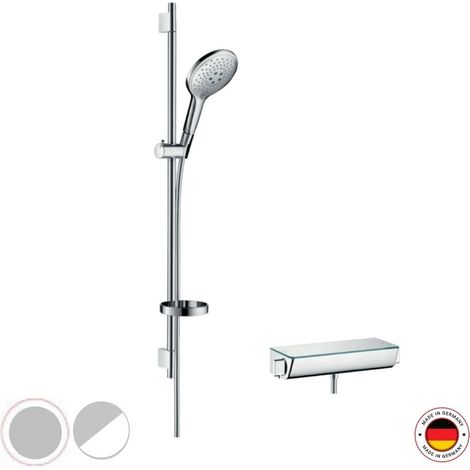 hansgrohe Raindance Select S Sistema de ducha visto 150 3jet con termostato Ecostat y barra de ducha 90 cm Cromo, 27037000 (1/5)