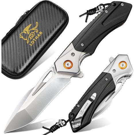 Klappmesser mit D2 Stahlklinge und G10 Griff, Einhandmesser für Outdoor & Camping
