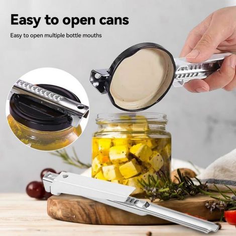 Ouvre-Boîte - Ouvre-Bouteille - Tire-Bouchon - Acier Inoxydable - Pour Cuisine et Extérieur - 1 Pièce (1/5)