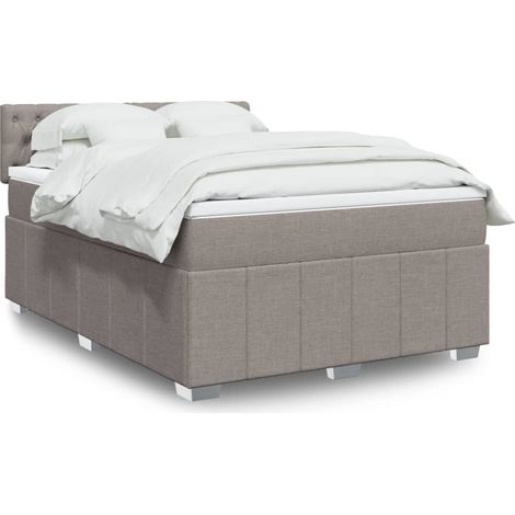 vidaXL Sommier à lattes de lit avec matelas Taupe 160x200 cm Tissu (1/5)