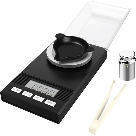 Balanza digital bolsillo miligramos 0,001g – 10g max – 6 modos – Peso calibración incluido – Para joyería, cocina, recarga, monedas (1/5)
