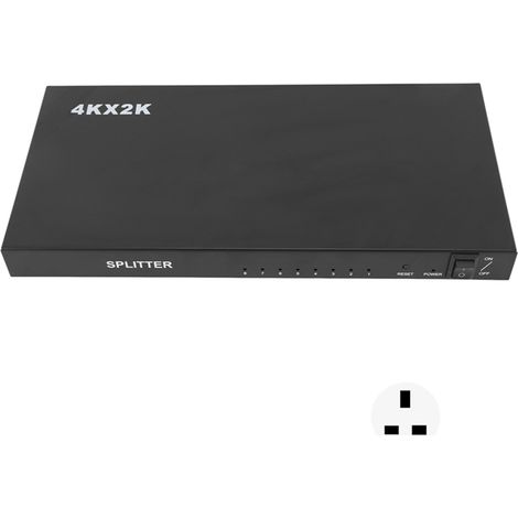 Répartiteur vidéo composite 4K HD 1 entrée 8 sorties, prise UK, AC 100-240V, pour consoles de jeux, DVD, STB. (1/5)