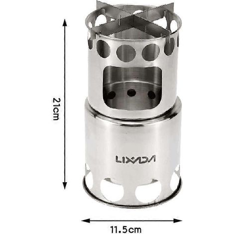 Réchaud à bois portable Lixada, réchaud de camping en acier inoxydable, brûleur de cuisson lumineux pour pique-nique.