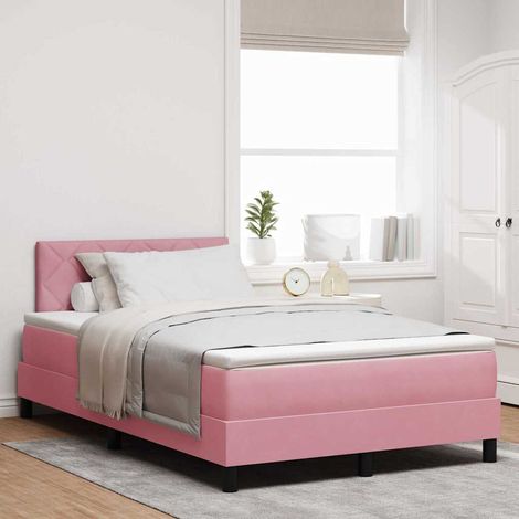 vidaXL Letto a molle con testiera Rosa 120 x 190 cm Velluto (1/5)