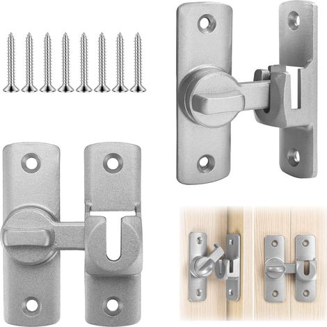 Verrou de porte coulissante 90/180 ° avec vis - Verrou de porte intérieur - Verrou de porte d'angle - Verrou de sécurité pour cuisine, fenêtre, jardin, salle de bain (1/5)