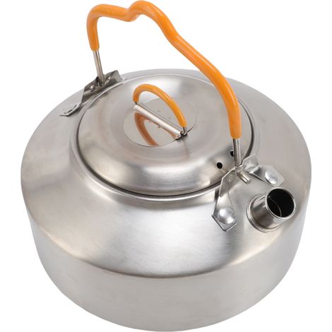 Bouilloire de camping en acier inoxydable 304 pour faire bouillir de l'eau sur un feu de bois. Légère et durable. Capacité : 1 L. (1/5)