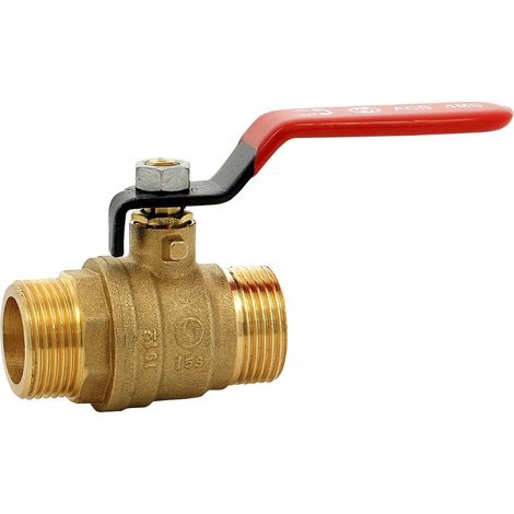 Vanne sphère laiton titré 4MS 15S mâle mâle BSP poignée rouge 1''