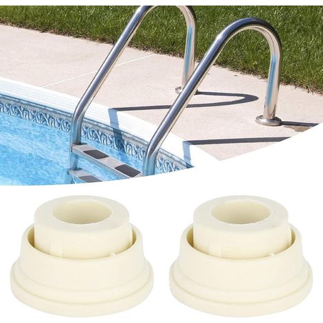 Butoirs d'échelle de piscine - Ensemble de 2 embouts en caoutchouc blanc pour escaliers de piscine (1/2)
