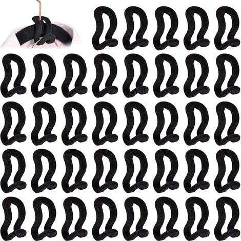 Mini Cintre Crochet, pour Cintre Flocage Antidérapants Cintre Crochet Cintres en Cascade Placard pour Armoire, Salle de Bains, Chambre à Coucher, Cuisine—Noir 40 Pièces - DKSFJKL (1/5)