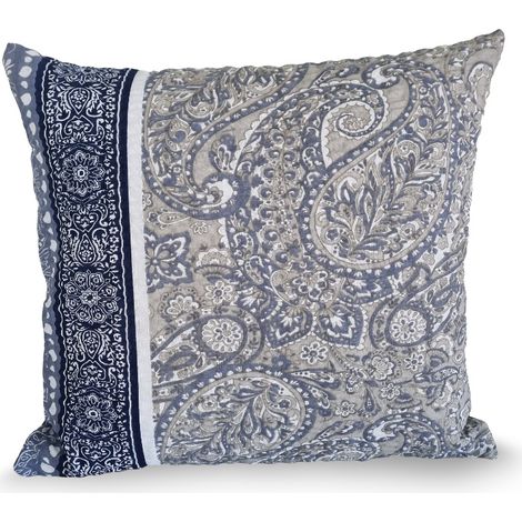 Federa in seersucker 40x40, blu navy, bianca, beige, con decorazioni paisley