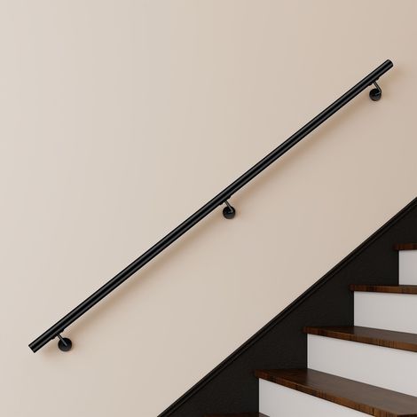 Main courante inox 304 pour intérieur et extérieur -couleur noir- en 220cm-Fixation murale incluse