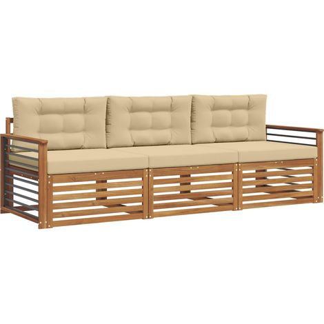 vidaXL Outdoor Sofa Set 3 pcs Natural and Beige