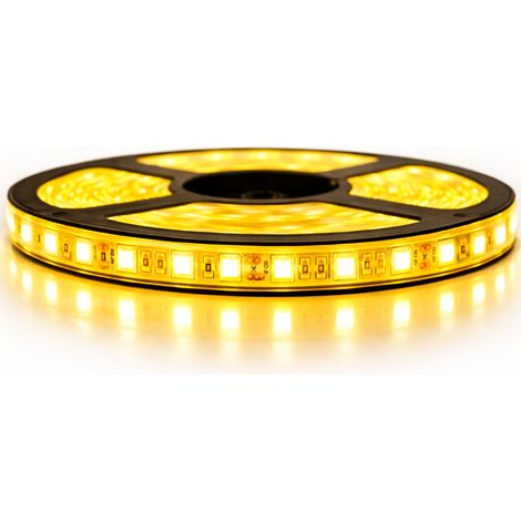Kit de cinta profesional 5050 - 60 leds/m - 5 metros color oro a prueba de agua (IP67)  Longitud: 5 metros - Transformador: Fuente de alimentación incluida