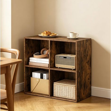 Regal mit 4 Fächern 59,6x59,8x29 cm Rustikbraun OKMYHOME (1/5)