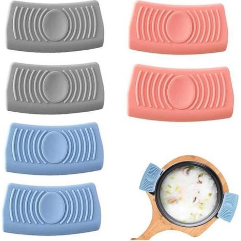 Poignée Chaude Silicone,6 Pièces Supports Poignée Casserole Poignée de Casserole en Silicone Silicone Support Poignée Chaude (1/4)
