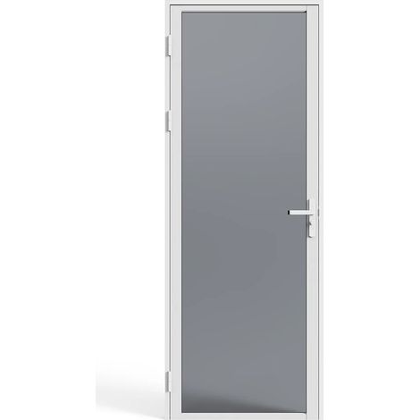 Blocco porta reversibile in Alluminio e vetro temperato Fumé - H204 x L73 cm - Bianco - LOXTON (1/5)