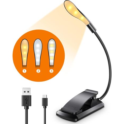 CIRYCASE Lampe de Lecture, 7 LED USB Rechargeable Livre à Pince (1/5)