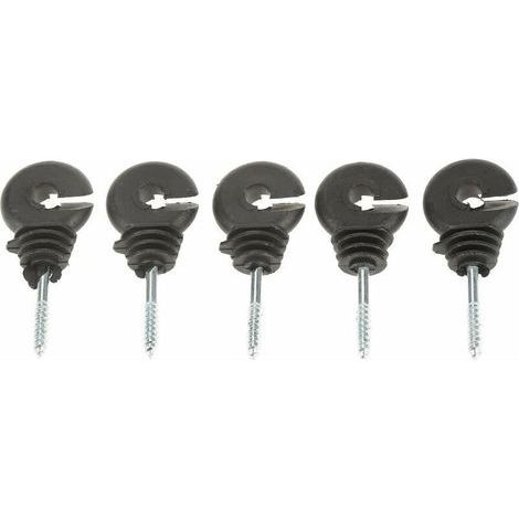 50 Pcs Isolateurs Annulaires à Visser Anneau à Isolant à Vis Accessoires de Clôture Électrique pour Poteau Piquet en Bois, Noir (1/5)