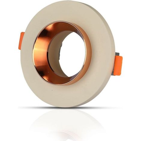 GU10 Fitting Gypsum Metal Off White Recessed Light with Matt Rose Gold Round (1/5)
