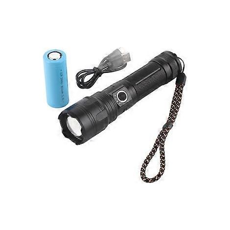Lampe torche USB rechargeable, étanche IP65, 3000 mAh, lampe laser en alliage d'aluminium avec 5 modes d'éclairage pour la chasse (1/5)