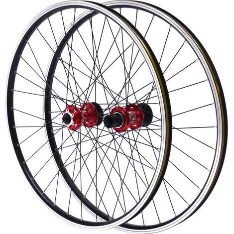 Ruedas para bicicleta de montaña, capacidad de carga de 200 kg, 32 radios, piñón delantero de 100 mm, piñón trasero de 135 mm, peso ligero de 4 kg. (1/5)