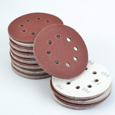 Lot de 120 disques abrasifs de 125 mm pour le polissage du bois et du métal (20 x grain abrasif 100/120/150/180/240/320).