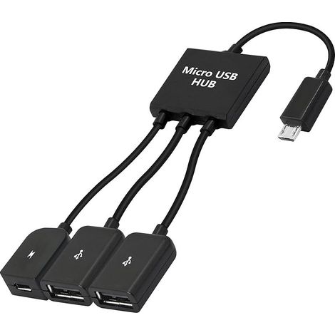 Câble Micro USB vers Double USB Micro USB Mâle à 2 USB Femelle OTG Diviseur avec Micro Femelle pour Android PC Tablet et Smartphones et Plus (1/5)