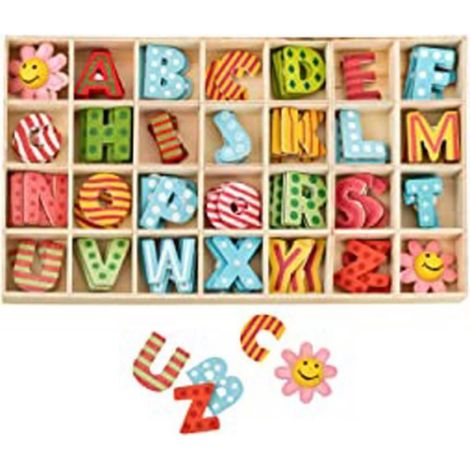 Boîte À Lettres En Bois Multicolore – 2,5 Cm De Haut – 4 Lettres En Bois Avec Pastilles Adhésives – 108 Pièces