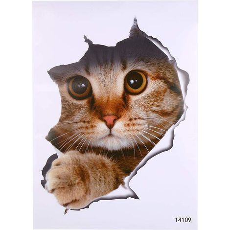 Adesivi murali 3D, gatti cani animali adesivi murali bagno sedile del water decalcomania impermeabile decorazione per la casa fai da te ().
