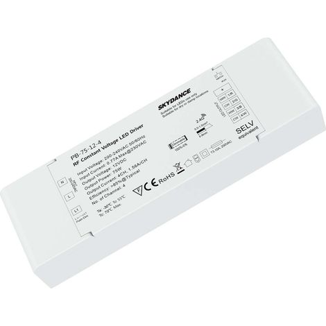 Alimentatore Dimmerabile CV 12V 75W 4 Canali Con Pulsante N.O. e Telecomando RF 2.4G Per Striscia Led PB-75-12-4 (1/3)